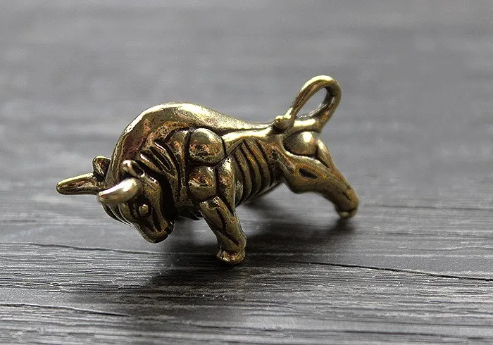 

Solid Brass Bull EDC Keychain Pendant Key Pendant Zipper Head Accessories