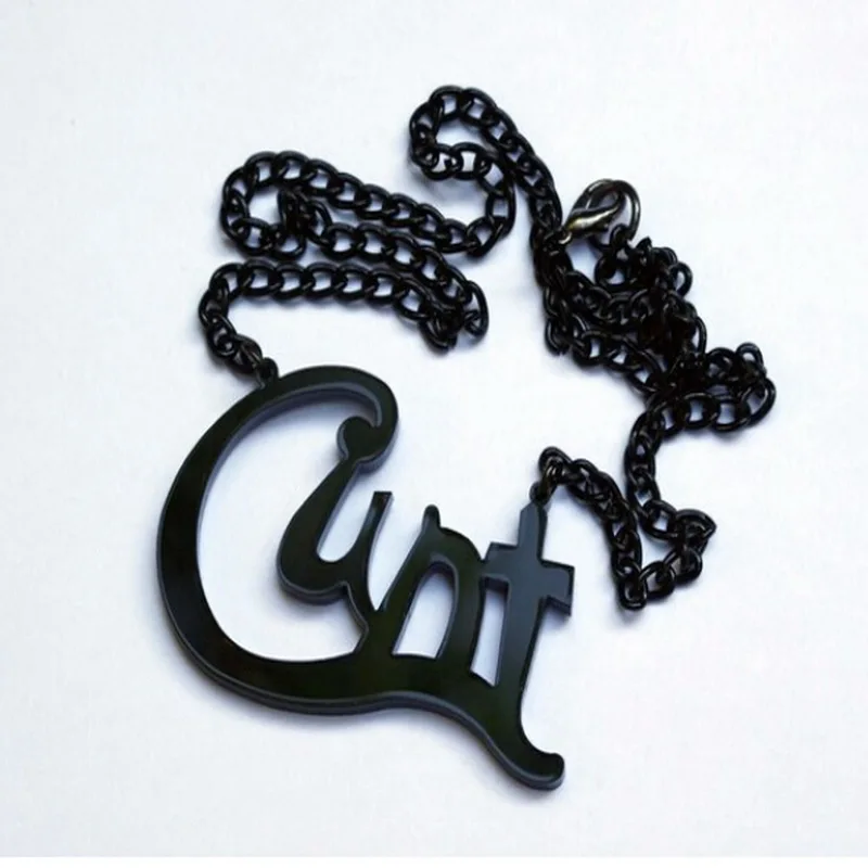 

Cunt Statement Necklace Pinup Girl Perspex Pendants Laser Cut Acrylic Jewelry