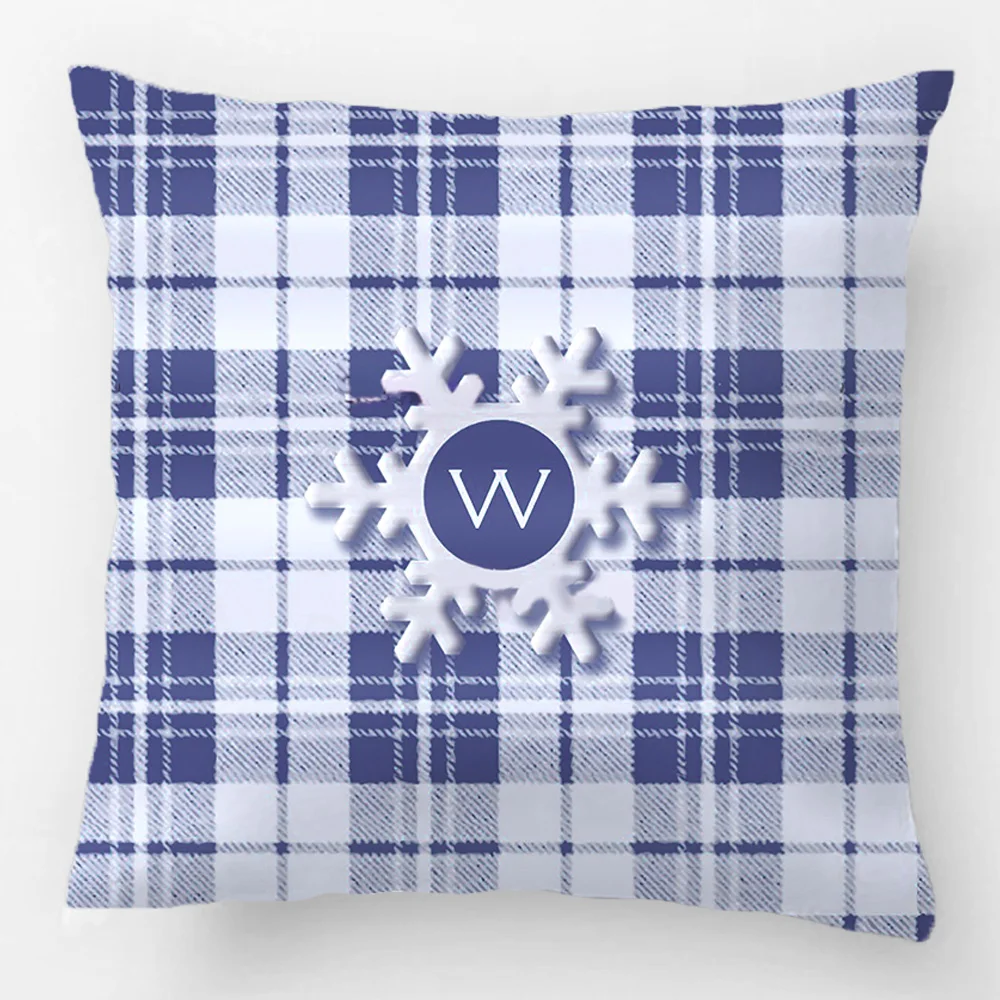 Pldesign Blue Christmas font b Tartan b font Snowflake Wedding Decorative Cushion Cover Pillow Case Customize