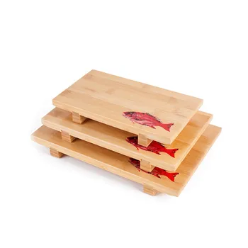 

Bamboo Rectangular Sushi Trays Vivid Fish Prints Japan Dish Sashimi Serving Trays Eco Natural Wood Tableware