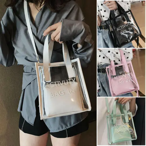 

Clear Tote Bag Crystal PVC Transparent Bags Women Fashion Handbag Shoulder Beach