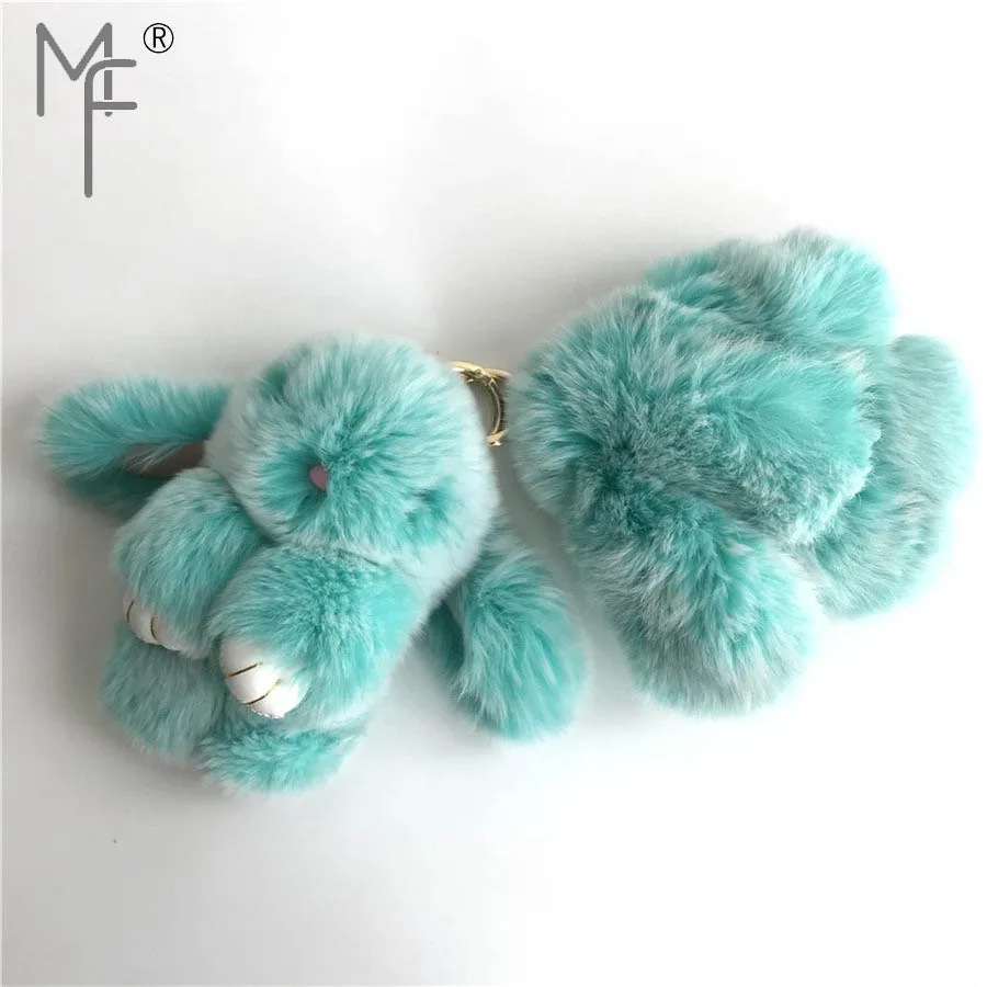 Magicfur настоящий мех кролика милый кролик с зеленым морозом брелок кольцо для