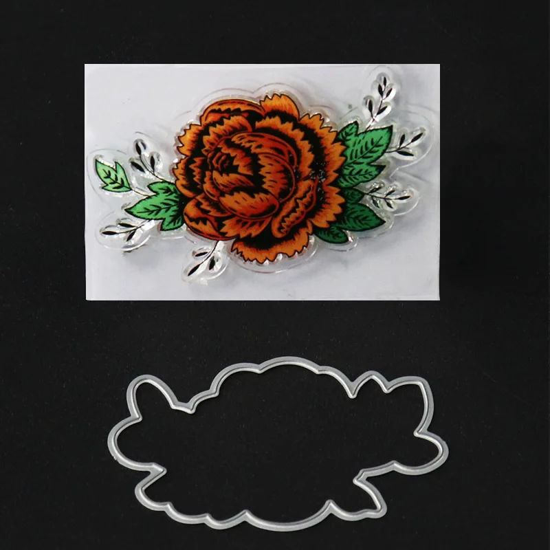 Buy colorful rubber stamp and cutting dies set flower