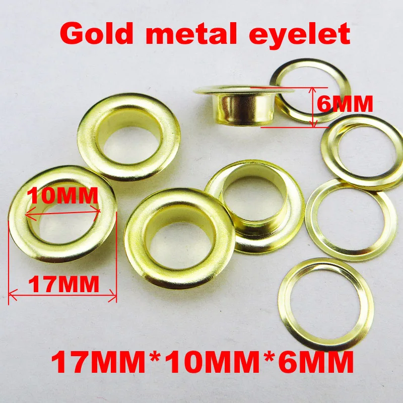 100PCS 17MM*10MM*6MM metal GOLD EYELETS garment button sewing clothes