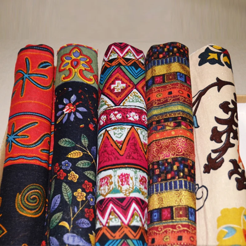 

145cm printed cotton linen fabrics diy tablecloths curtains pillows sofa fabric retro wind wave simian fabric patchwork fabric