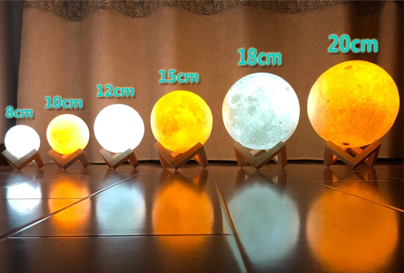 Rambery Moon Lamp 3D Printing Night Light Rechargeable 3 Color Faucet Lights 16 Color Changing Remote Control Lamp LED Moon Sun