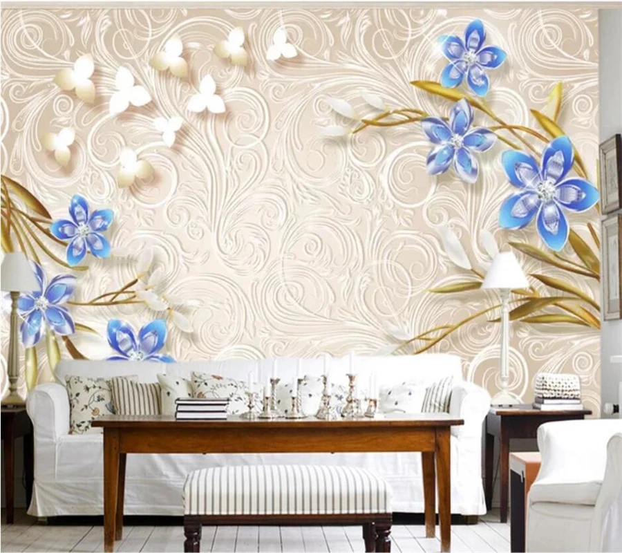 Custom wallpaper 3D murals European jewelry flower stereo background wall living room bedroom mural papers home decor | Обустройство