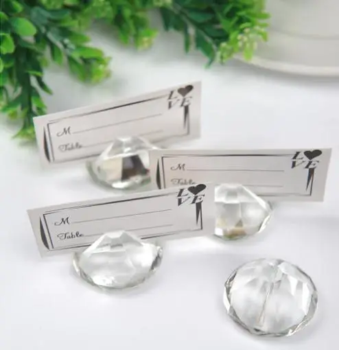 

Factory Fast Delivery ! Wedding Favor Shining Cut Crystal Diamond Look Place Card Holders Wholesale