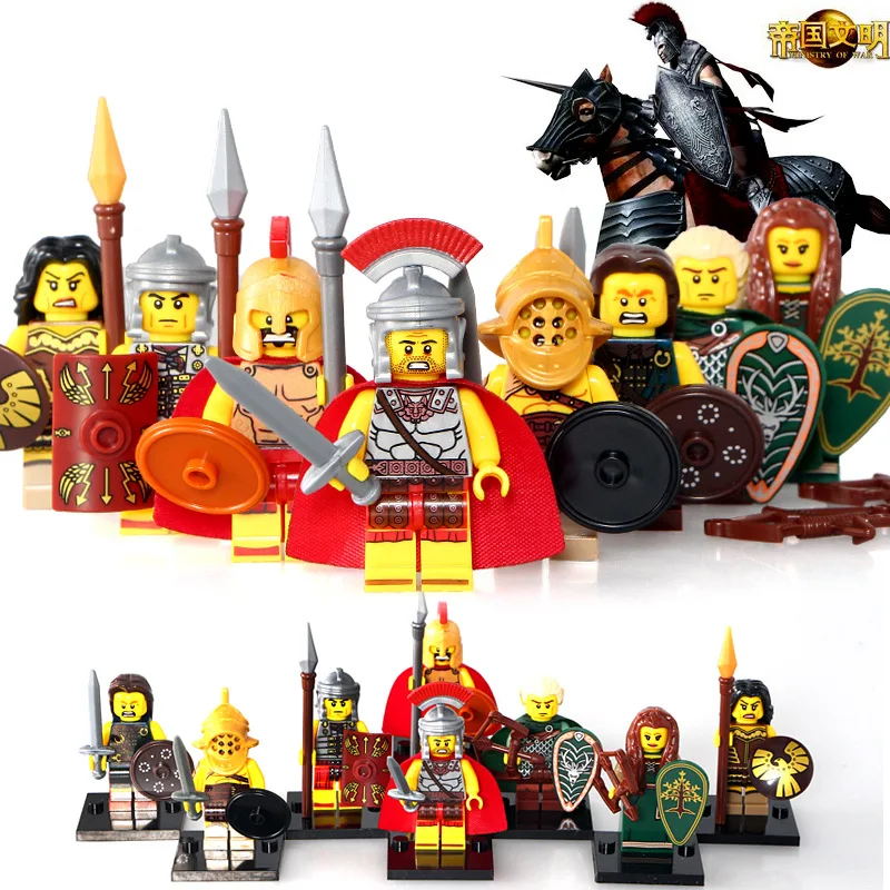 

X0137 Middle Ages Roman Warrior Elf Hunter Gladiator Spartan Warrior Legoed Assembling Building Blocks Kit Toys Kids Gifts