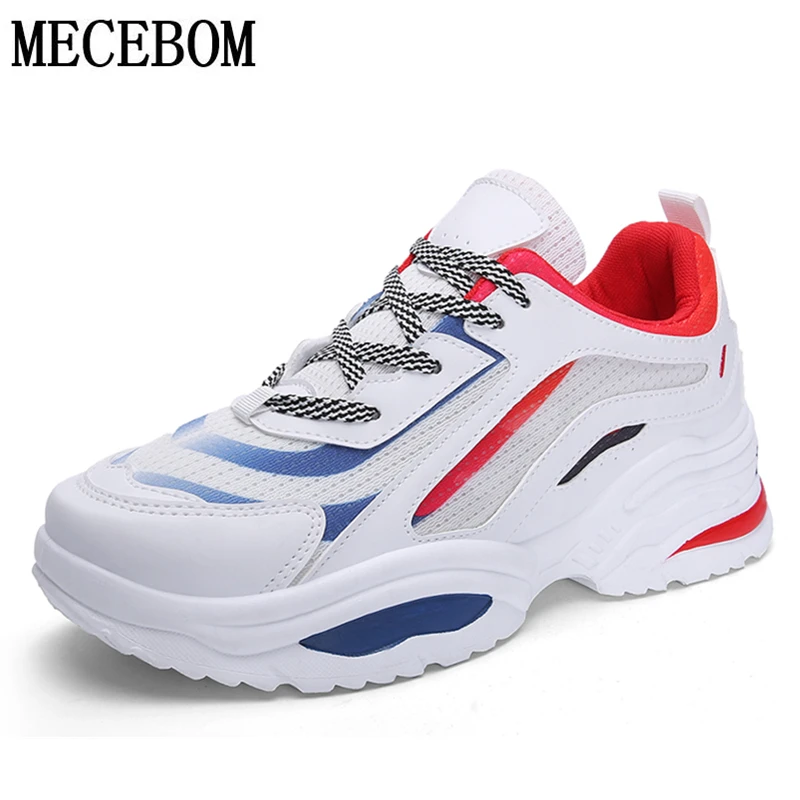 New White Shoes Men Chunky Dad Sneakers Mesh Breathable Lace up ...