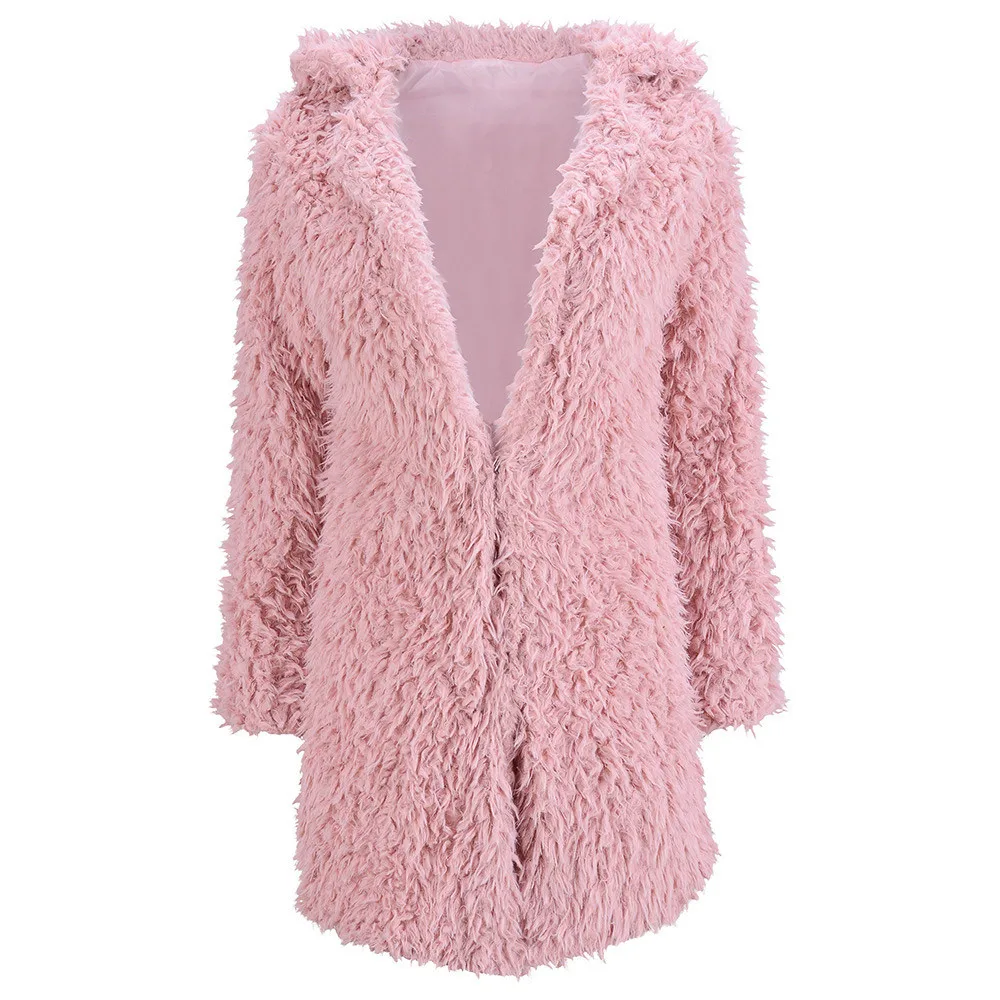 Меховое женское теплое пальто из искусственной шерсти fux fur jack с отворотом, зимняя верхняя одежда для женщин, зимние топы Fux fur с длинным рукавом, пальто с отворотом