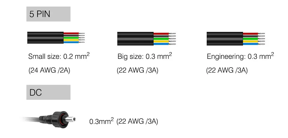 5/10 пар 2/3/4/5pin/DC черный/белый цвет Водонепроницаемый IP65 светодиоидный коннектор, мужского и женского пола, 0,3 мм/0,75 мм
