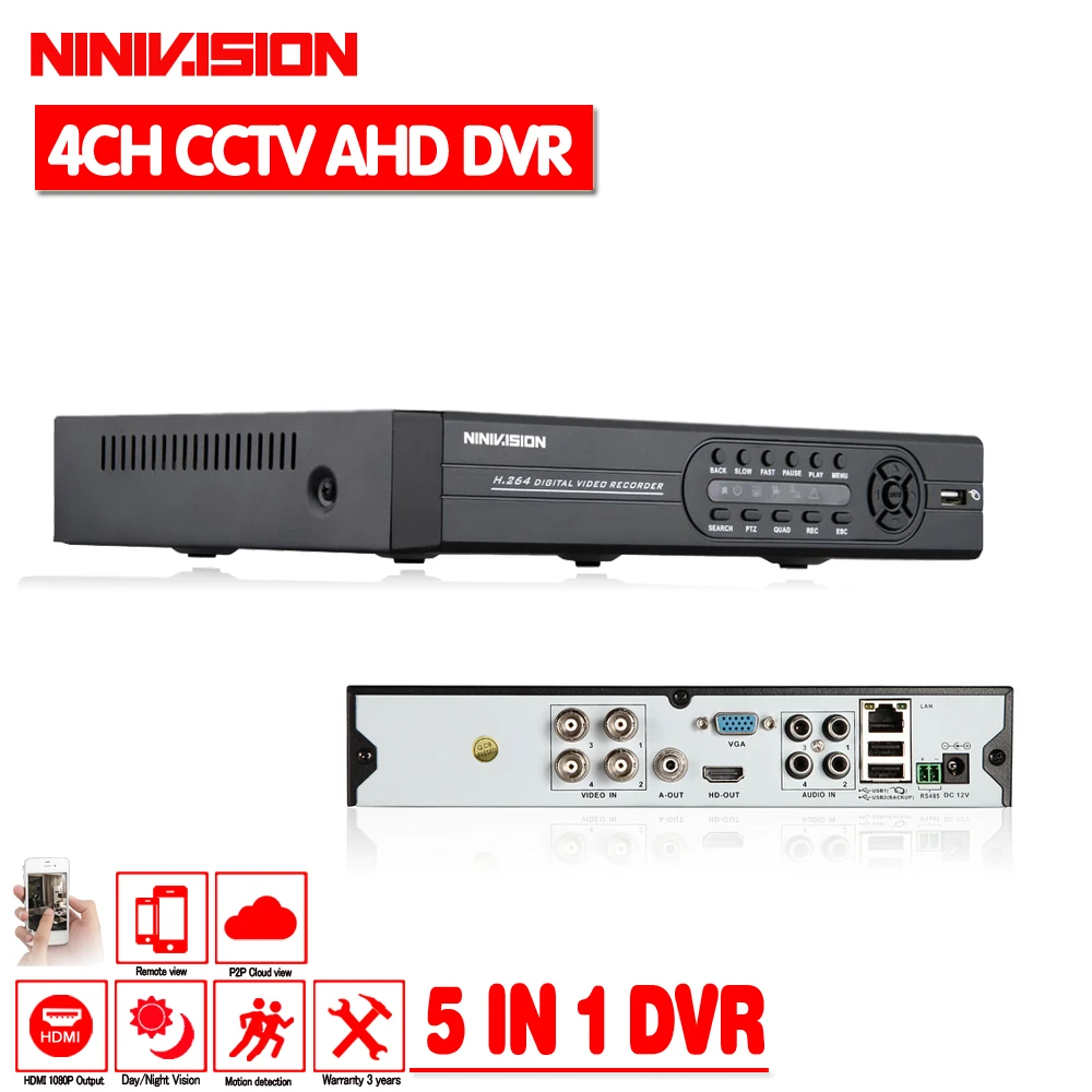 Гибридный AHD DVR 4 канала AHD-NH 1080N Главная безопасности cctv dvr 4ch Автономный Поддержка AHD аналоговый ip-камера системы сетевой видеорегистратор