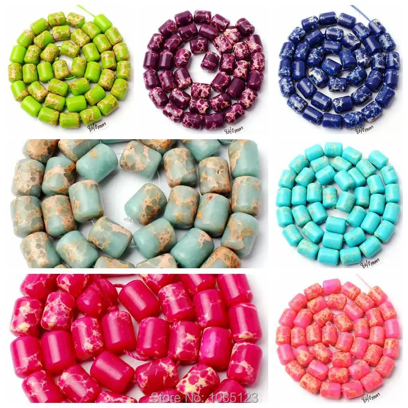 

8x10mm 7 Color Natural Crazy Lace Agates Column Shape DIY Loose Beads Strand 15" Creative Jewellery Making wj295