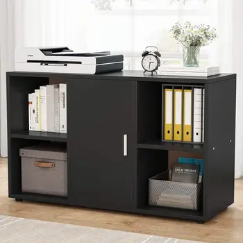 

File Cabinet, Printer Stand with Door Storage Cabinet and 4 Open Cubes for Home Office Storage