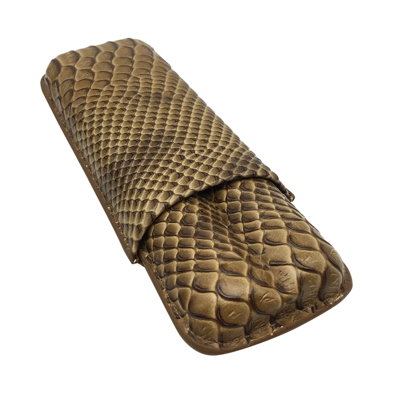COHIBA Высококачественный портативный коричневый крокодиловый кожаный портсигар для путешествий на открытом воздухе Humidor может держать 2 сигареты