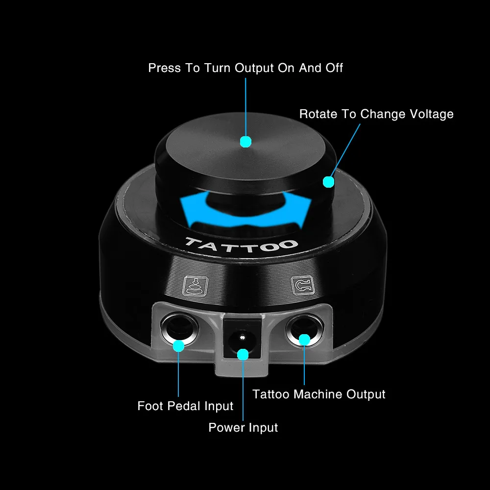 Pedal com Botão para Ajustar Fontes de Tensão Tatuagem Acessórios Novo Mini Power Supply 2020 4 Fonte de alimentação p/ tatuagem