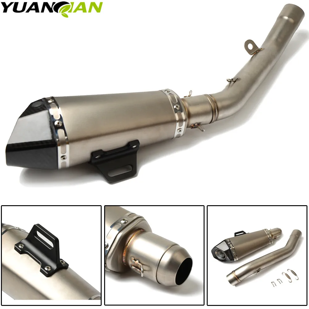 Motorcycle Exhaust Full System Mid Link Pipe Escape Laser Marking Carbon Fiber Muffler For