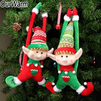 

OurWarm 2pcs Elves Christmas Door Decorations 40x24cm New Year Elves Party Favors Christmas Elf Toy Festival Gift Toys For Kids