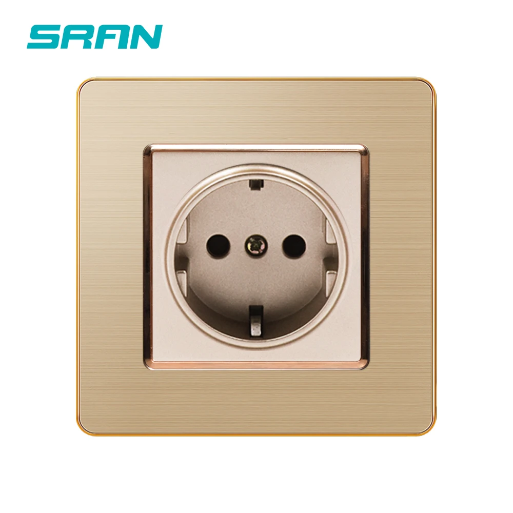 Echt niet Alfabetische volgorde Wereldbol Sran Eu Stopcontacten 16A 250V Rvs Geborsteld Panel Metalen Plating Rand  86*86Mm Goud Muur socket|Elektrische aansluitingen| - AliExpress