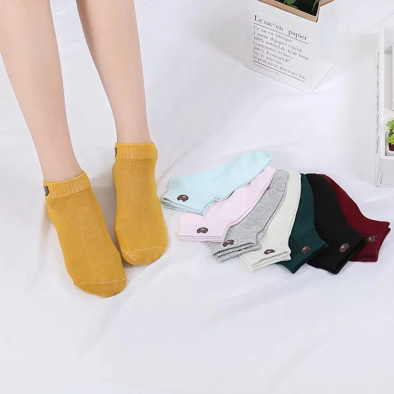Забавные носки с изображением маленького медведя уличная одежда Calcetines Mujer до