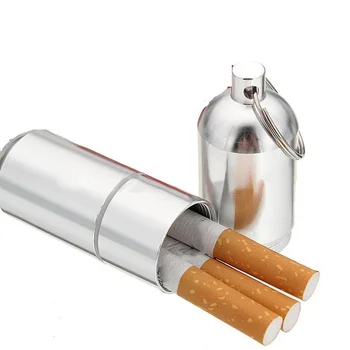 

FOCUS Tiny Cigarette Case Aluminum Metal Capsule Boxes 4pcs cigarettes holder Damp proof cigarete holder for Lady with Key Chain