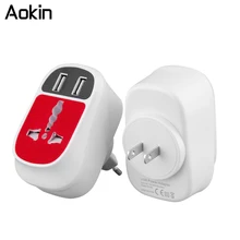 Aokin Universal 3.1A EU UK US Plug 2 Ports USB Wall Charger Convertible Multifunction Ports Quick Charging USB Charger Adapter