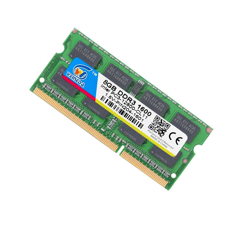 Ноутбук VEINEDA ddr 3 8 ГБ 4 ГБ ddr3 1600 МГц для ноутбука Intel AMD оперативная память Sodimm ddr3 1600 204pin