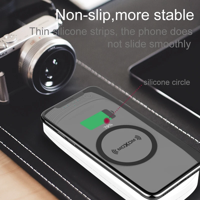 MOXOM Wireless Charger Power Bank 18000mAh Dual USB Mini Power Bank Portable Wireless Charging Battery Charger For iPhone X + MOXOM Wireless Charger Power Bank 18000mAh Dual USB Mini Power Bank Portable Wireless Charging Battery Charger For iPhone X +