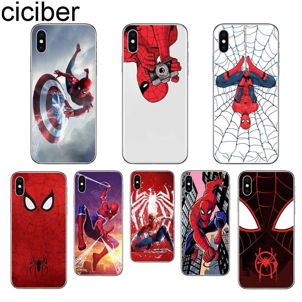 

ciciber Marvel Spiderman Phone Case for Apple iPhone 7 8 6 6S Plus 5S SE for iPhone X XR XS Max Soft TPU Cover Coque Funda Shell