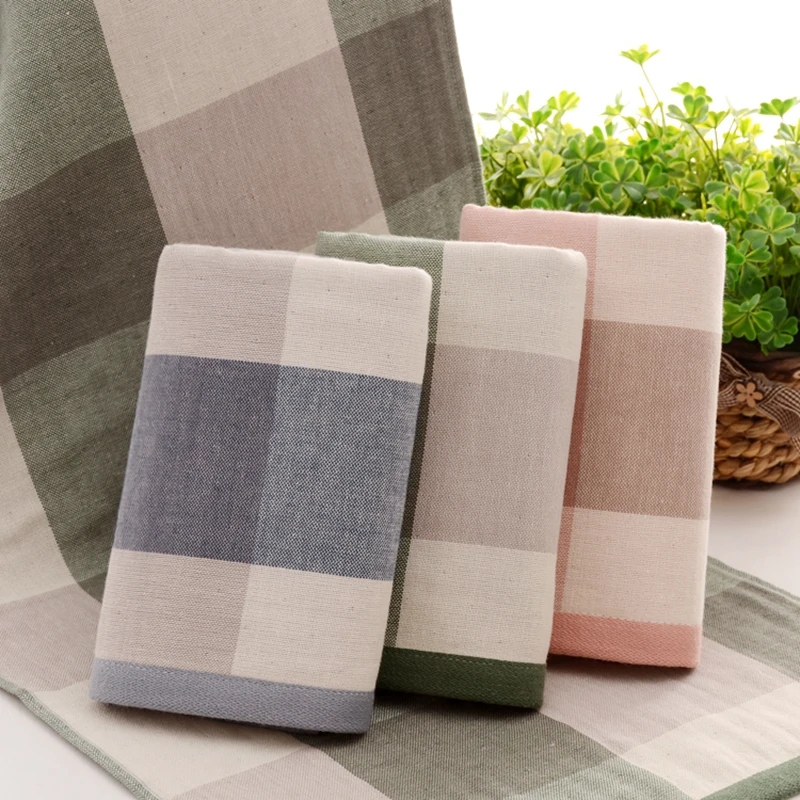 3pcs/lot Contracted Mature Towel Set Big Plaid Cotton Square Face
