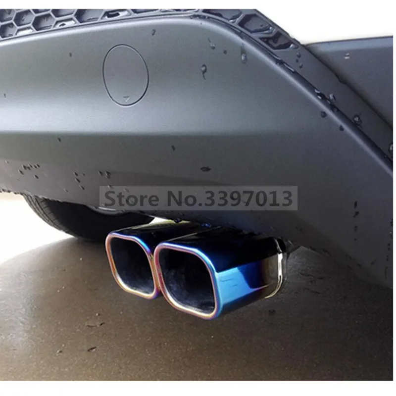 

Car cover muffler exterior end pipe dedicate stainless steel exhaust tip tail moulding 1pcs for Hyundai Tucson 2015 2016 2017