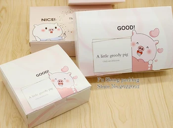 

14 *14*5cm Pig pattern Mooncake box, Pink colour Cheese biscuit box, Chocolate candy Mooncake boxes.100pcs/lot