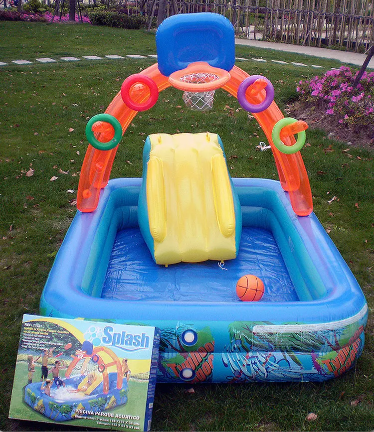 Лидер продаж многофункциональный надувной всплеск детский бассейн плавательный спрей игровой бассейн с горкой для детей