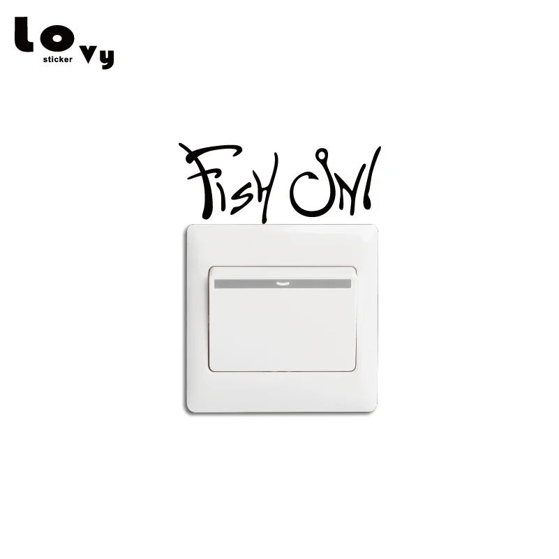 Creative FISH ON Vinyl Light Switch Sticker Fashion Fishing Wall Decal for Bedroom Home Decor SW0313 | Дом и сад