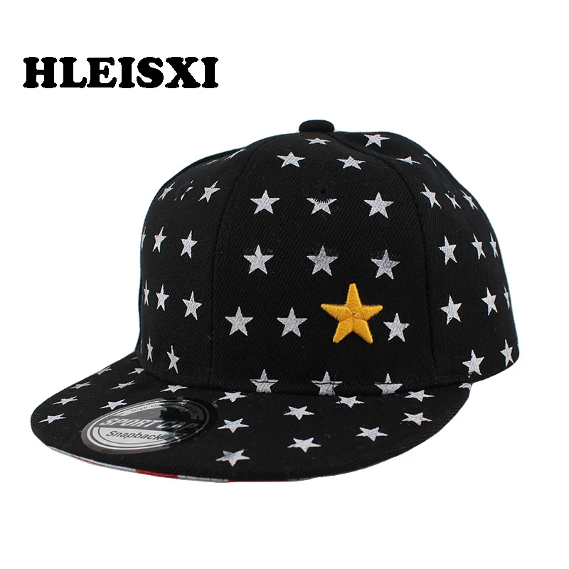 

HLEISXI Top Fashion Children Baseball Caps Boys Star Cap Adjustable Floral 4 Colors Black Summer Hat Girl Kids Snapback Sale