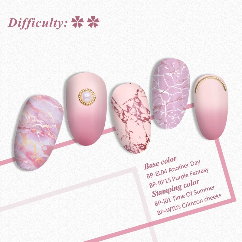 BORN PRETTY Rectangle Template Nail Stamping Plates Marble Texture Ink Patterns Stainless Steel Nail Art Stencil Design Tools