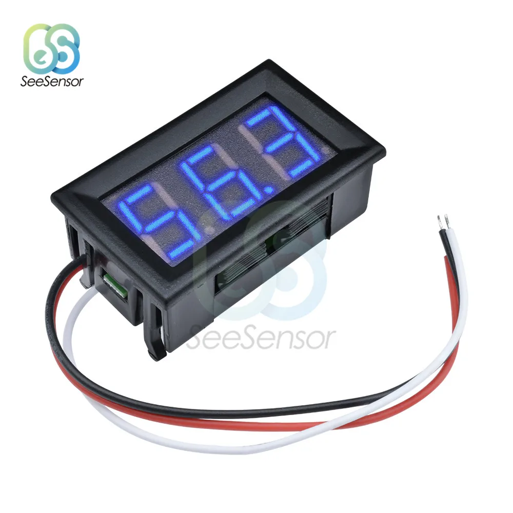 Цифровой мини Вольтметр постоянного тока от 0 В до 99,9 В, светодиодный измеритель напряжения, дисплей, красный, зеленый, синий, панель с низкой мощностью - Цвет: Blue Digital Display