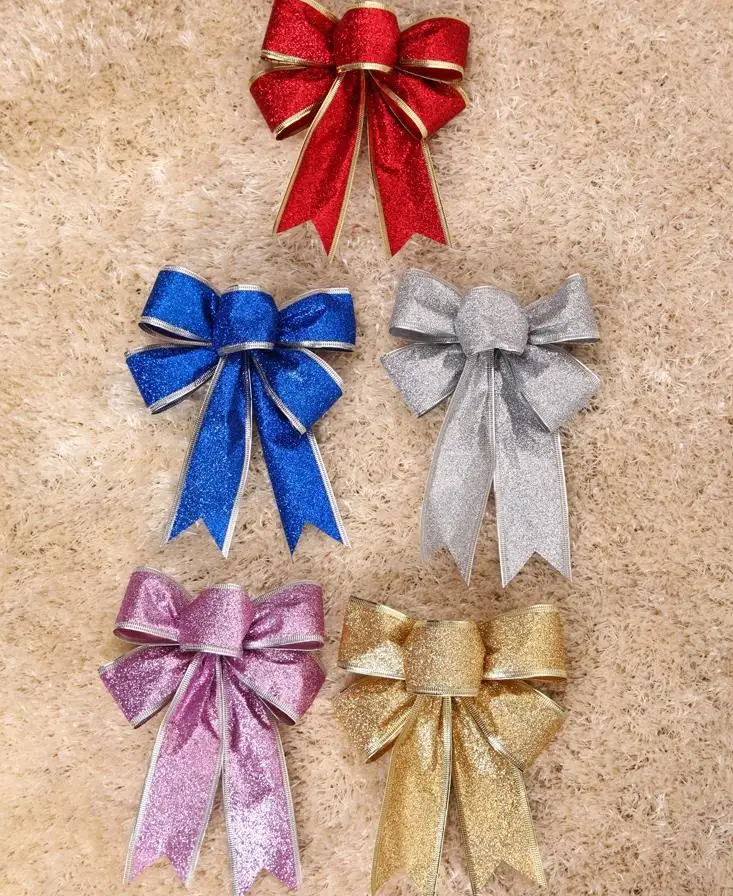 

Large Glitter Bow Christmas Tree Decoration Present Gift Box DIY Decor New Year Wedding XMAS Ornaments Wreath Garland Bows