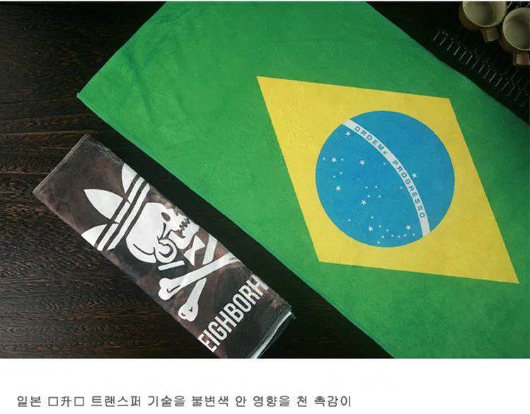 Ткань из сверхтонкого волокна Бразилия m68 Кубок мира танец фитнес Баскетбол Футбол мультфильм полотенце банное полотенце индивидуальный заказ на заказ