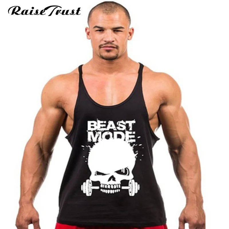 

Fitness gyms Skull Weightlifting print Stringer Tank Top Men Bodybuilding and Fitness Vests Cotton Singlets Muscle Tops vests