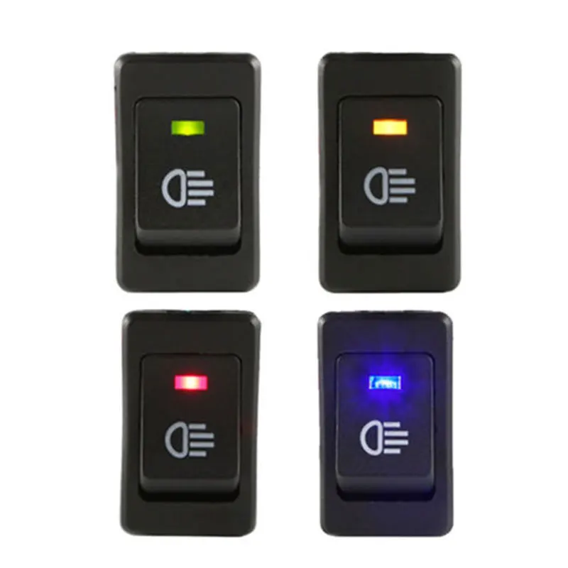 4Pcs 12V 35A 4Pin Car Fog Light Rocker Toggle Switch Mixed Colour LED