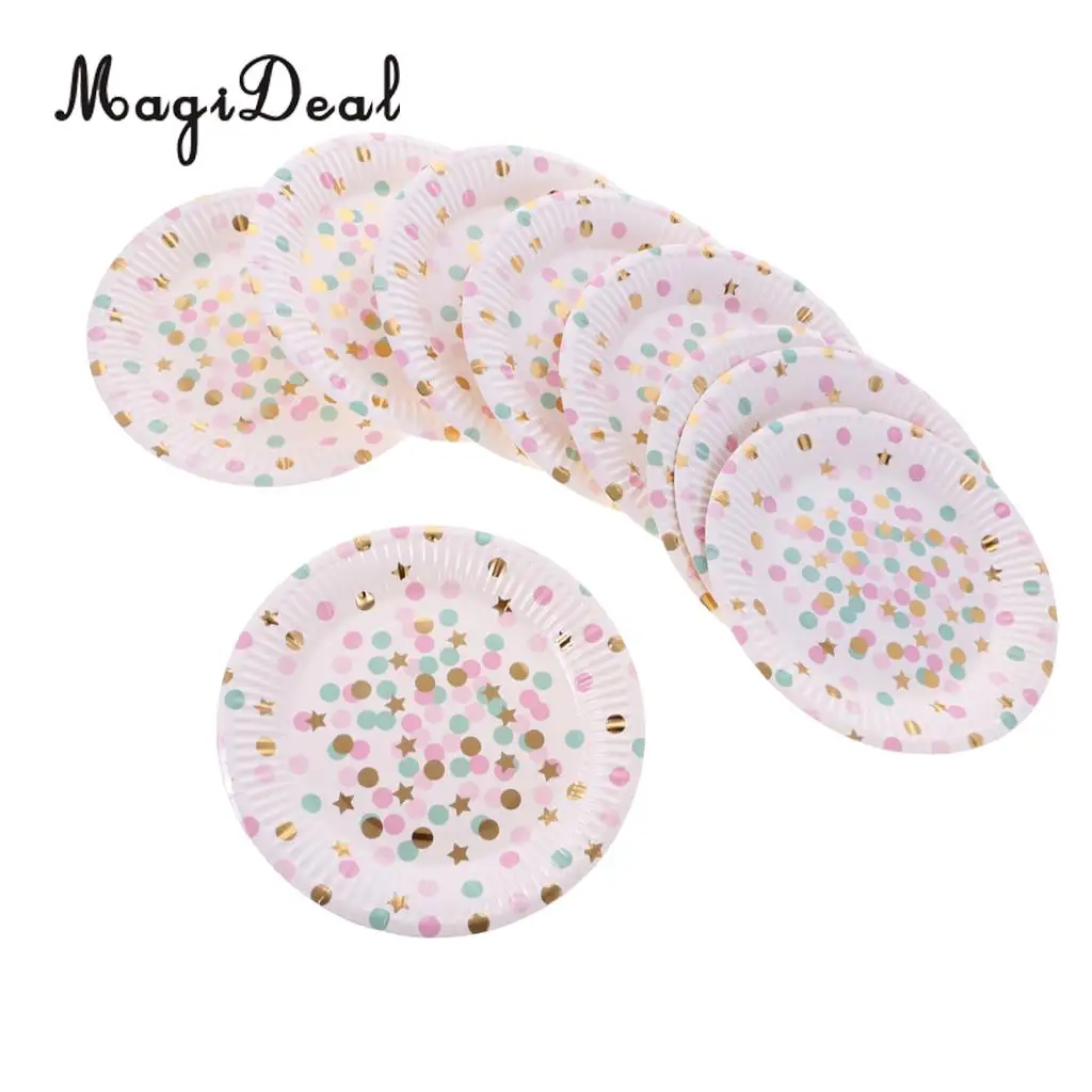 50 Sets Polka Dots Star Paper Plates Cups Baby Shower Birthday Wedding Party Dinner Disposable Tableware