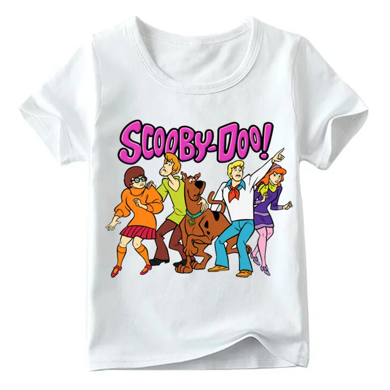 Футболка для маленьких мальчиков и девочек с героями мультфильмов Scooby Doo Mystery Machine детская забавная одежда летние детские топы с короткими рукавами ooo5085