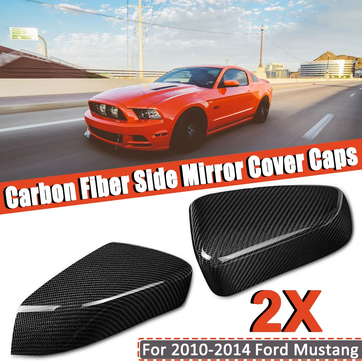 

2Pcs/set Real Carbon Fiber Side Mirror Cover Caps Left Right For Ford Mustang For 2010-2014 Rear View Side Mirror Cover