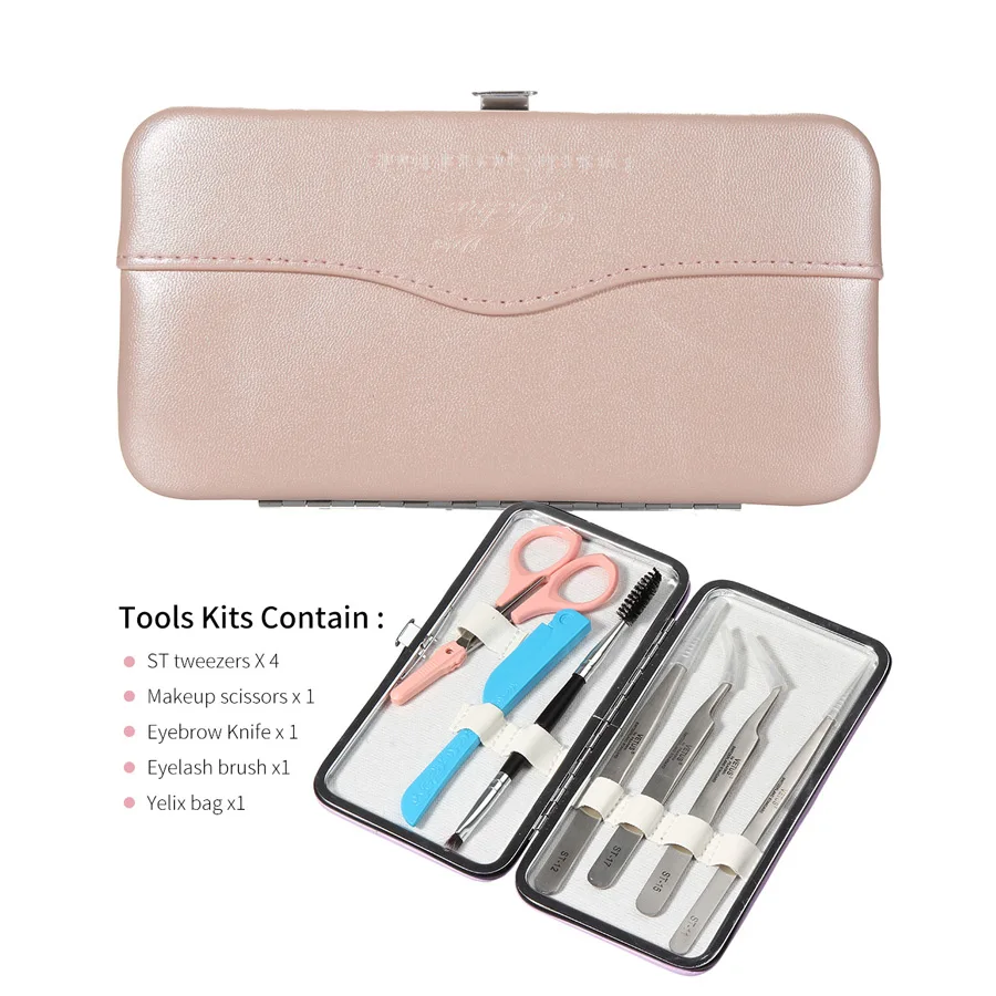 

High Cost-effective Professional EyeLash Extension Tweezers Tool Set Beauty Eyelashes Eyebrow Tools Kit Eye Makeup Accessories