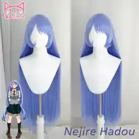 AniHut Anime My Hero Academia Nejire Hadou Cosplay Wig Boku No Hero Academia Cosplay Hair BIG3 Nejire Hadou 100CM 39IN Blue Wigs