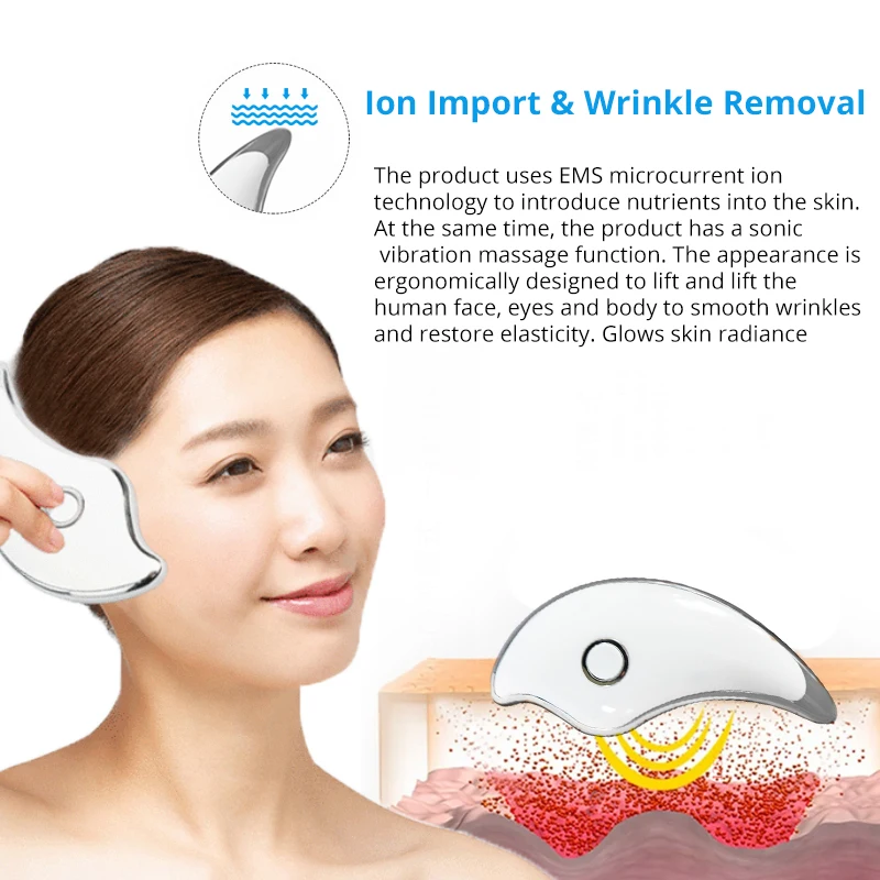  Microcurrent Guasha Machine Face Lifting Device Body Massage USB Rechargeable Skin Rejuvenation Mas