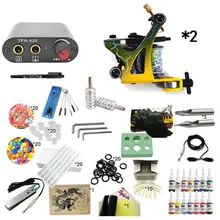 Начинающий полный комплект машина татуировки наборы чернил цифровой ЖК-дисплей Питание иглы мини-тату