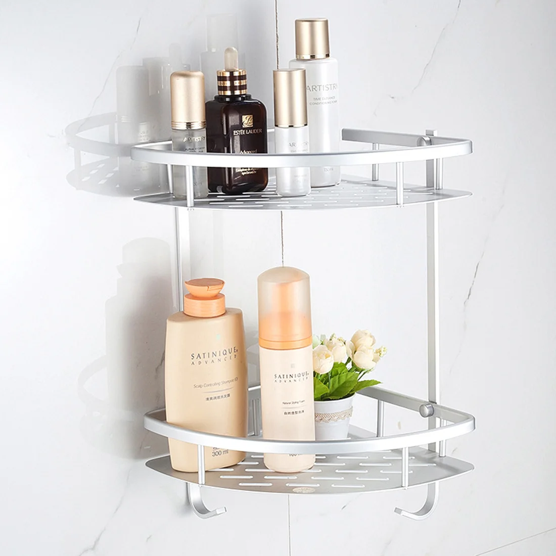 الفضاء الألومنيوم رفوف الحمام اكسسوارات الحمام الجرف دش الشامبو والصابون التجميل التخزين المنظم حامل حامل